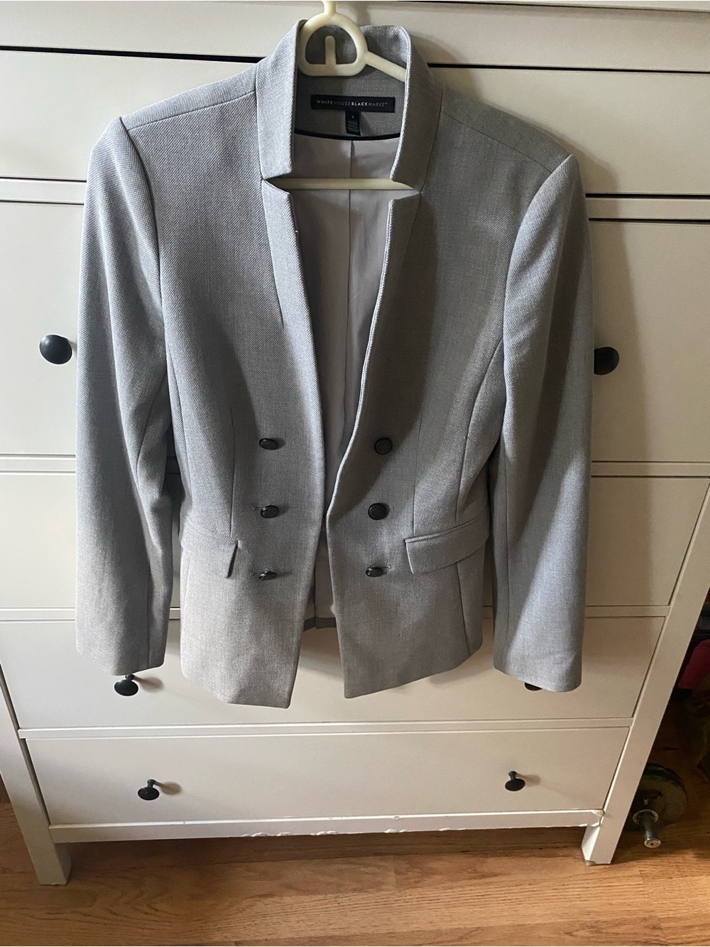 White House Black Market Gray Double-Breasted Blazer